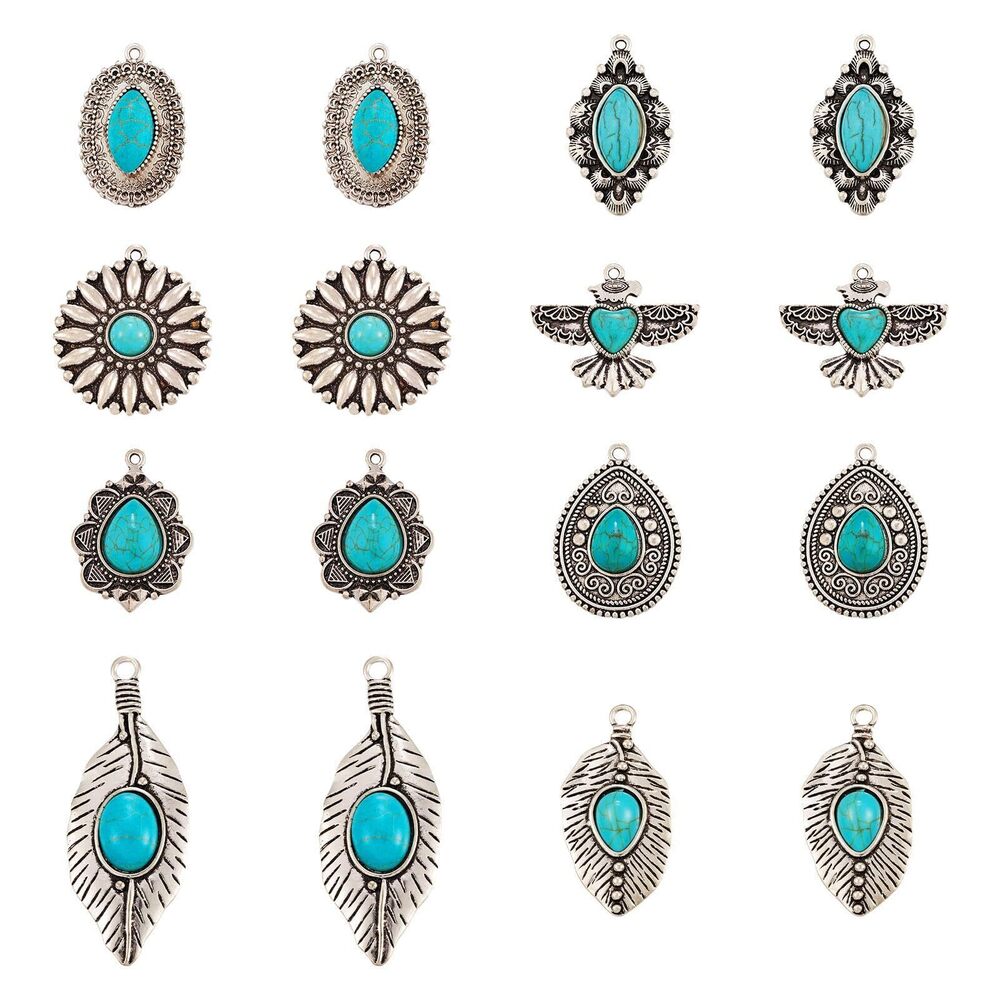 2879 Tibetan Style Turquoise for Jewelry Making Western Charms Vintage